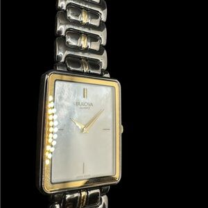 Bulova Two-Tone Gold and Silver Watch with Mother-of-Pearl Dial. New old stock